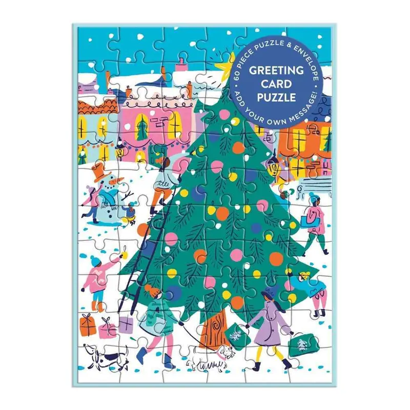 Galison Merry & Bright Greeting Card 60Pc Jigsaw Puzzle 1