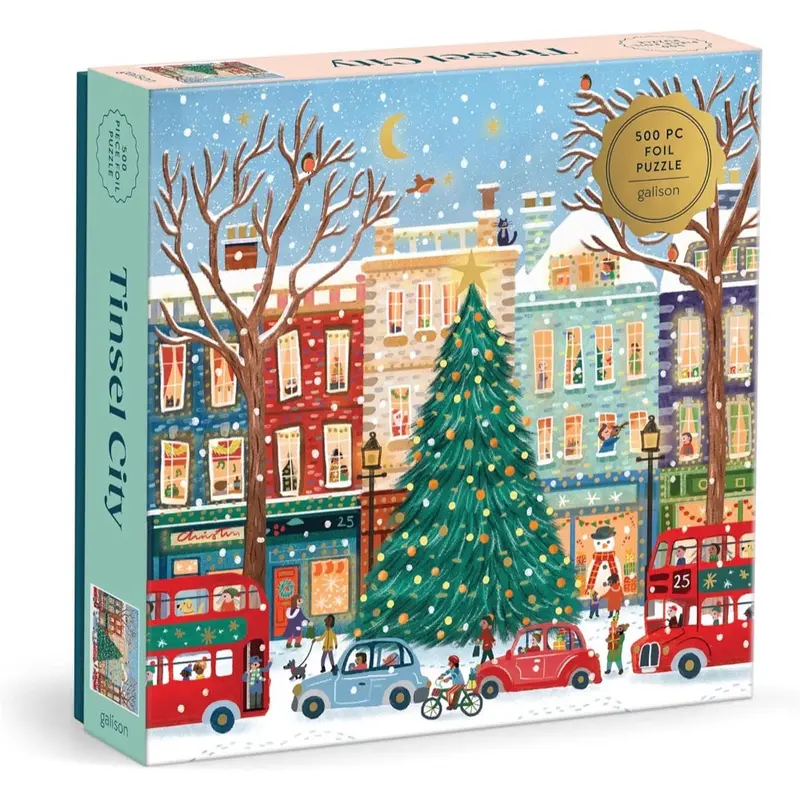 Galison Tinsel City Foil Square 500Pc Jigsaw Puzzle 1