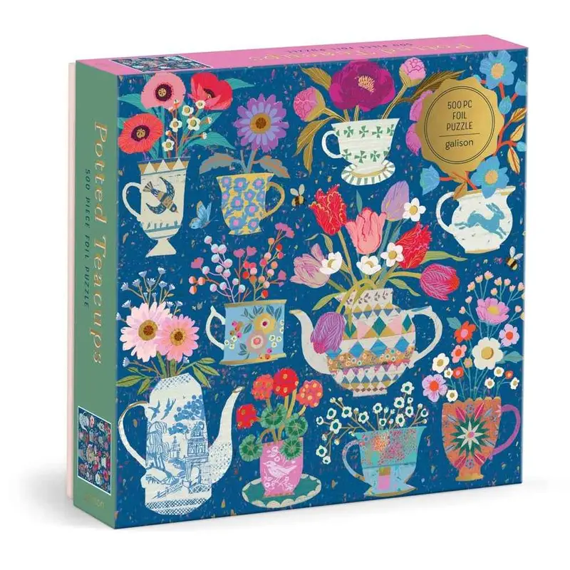 Galison Victoria Ball Potted Teacups Foil 500Pc Jigsaw Puzzle 1