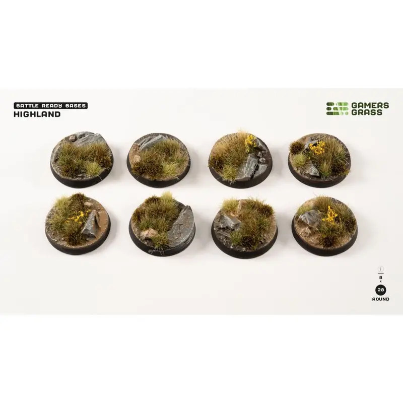 Gamers Grass Ggb-Hlr28 Highland Bases Round 28Mm 8Pc 1