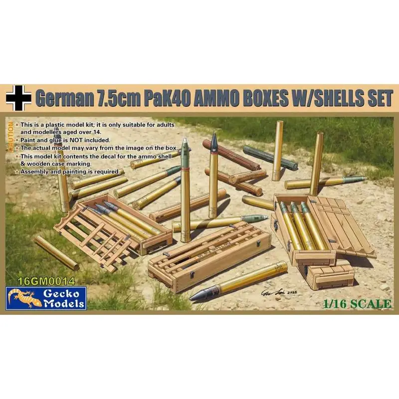 Gecko 16Gm0014 1/16 German 7.5Cm Pak40 Ammo Boxes With Shells Set 1