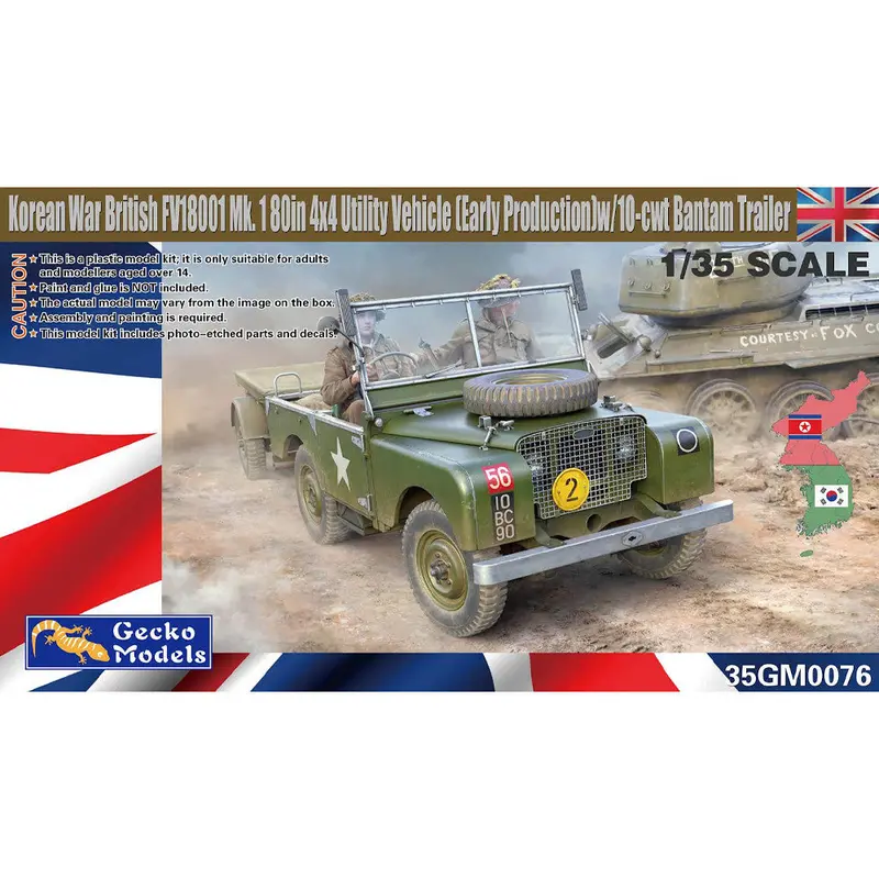Gecko Models 35Gm0076 1/35 Korean War British Fv18001 Mk. 1 80In 4X4 Utility Vehicle Early Production W/10-Cwt Bantam Trailer 1