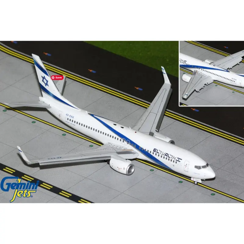 Gemini Jets G2ely1360f 1/200 El Al Israel Airlines B737-800W 4X-Ekk Flaps Down 1