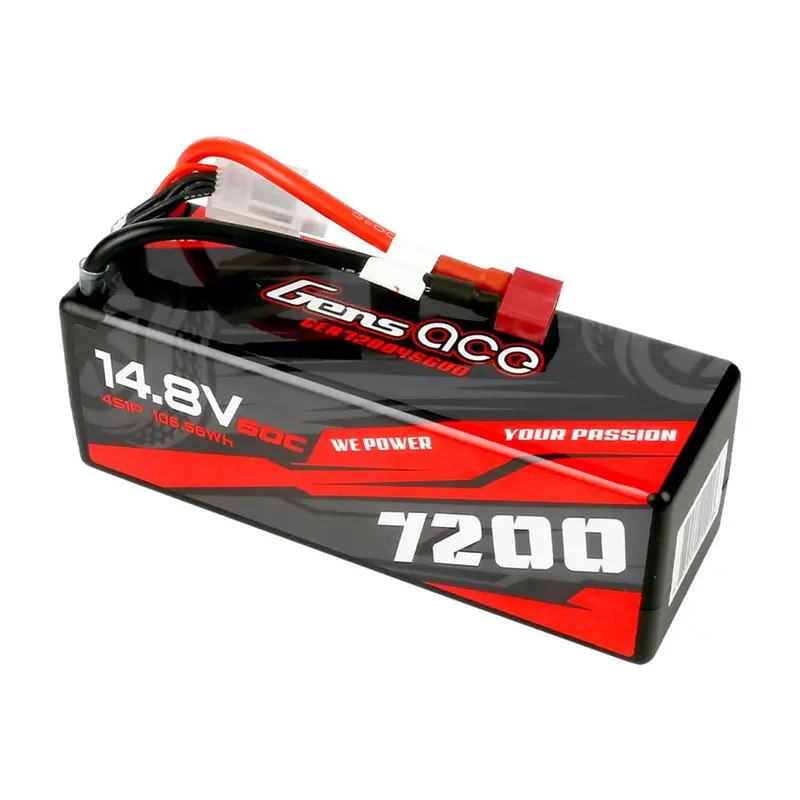 Gens Ace 14.8V 3S 7200Mah 60C Hardcase/Hardwired Lipo Battery (Deans) 1