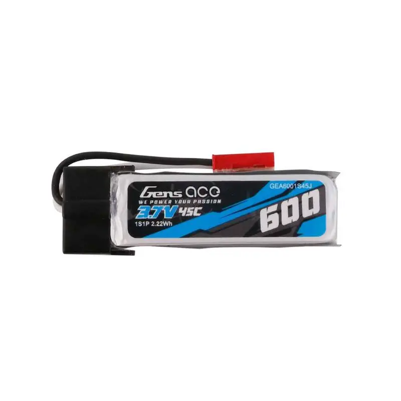 Gens Ace 1S 600Mah 45C 3.7V Soft Pack Lipo Battery (Jst-Syp) 1