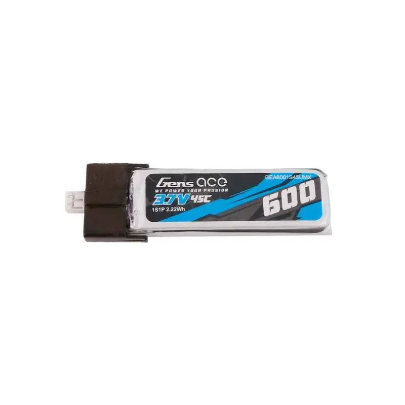 Gens Ace 1S 600Mah 45C 3.7V Soft Pack Lipo Battery (Umx) 1
