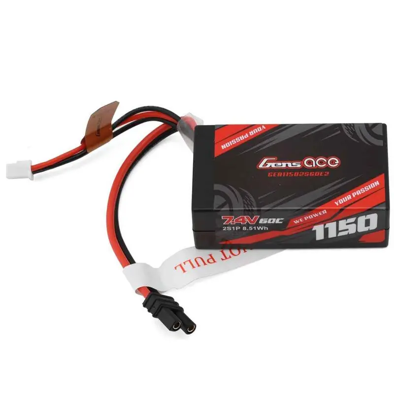 Gens Ace 2S 1150Mah 7.4V Hardcase/Hardwired Lipo Battery (Iec2) 1
