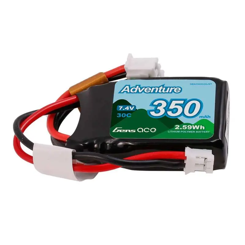 Gens Ace 2S 350Mah 7.4V Soft Pack Lipo Battery (Jst) 1