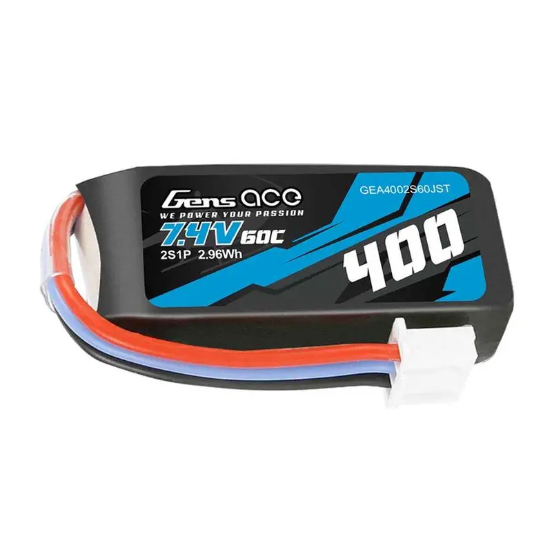 Gens Ace 2S 400Mah 60C 7.4V Soft Pack Lipo Battery (Jst) 1
