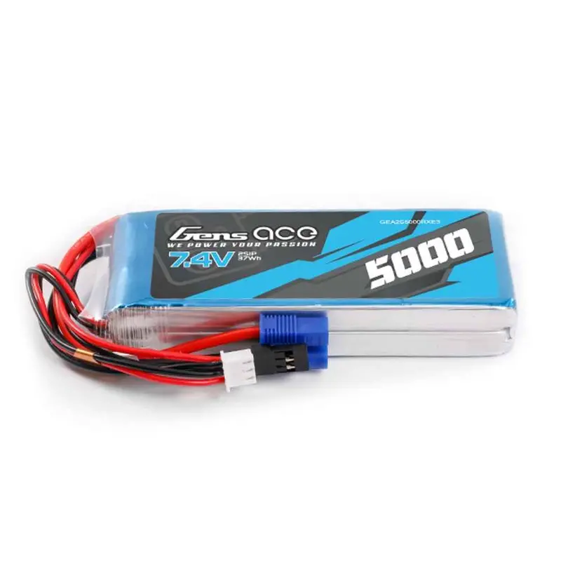 Gens Ace 2S 5000Mah 7.4V Rx Soft Pack Lipo Battery (Jr-3P Ec3) 1