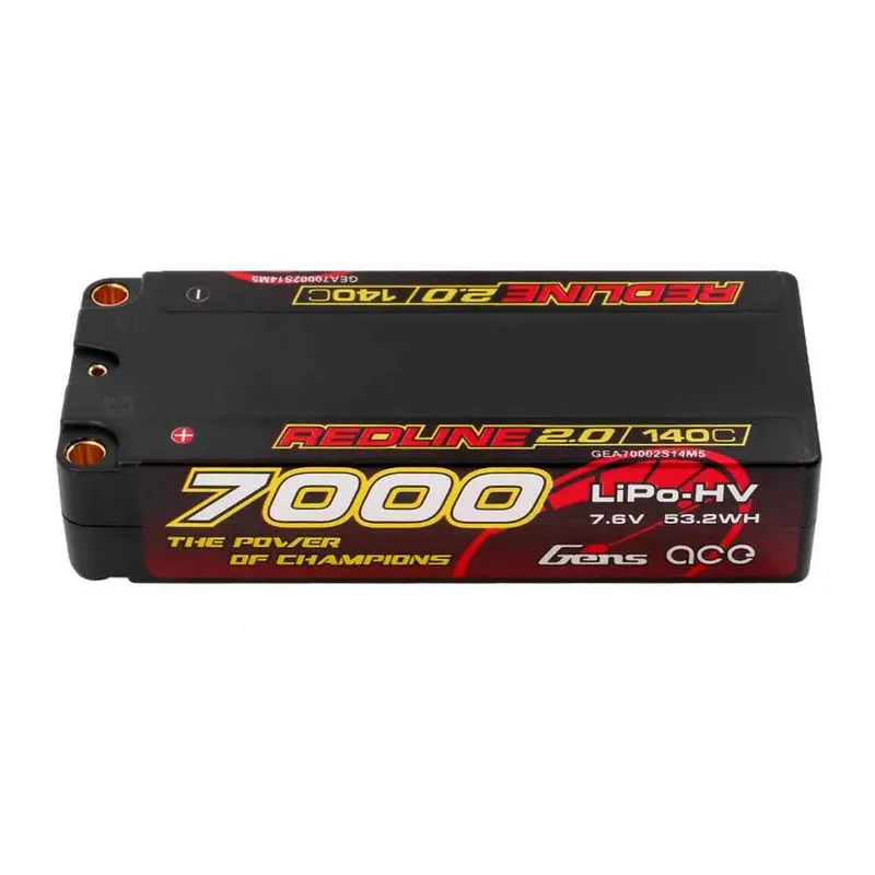 Gens Ace 2S Redline 2.0 7000Mah 140C 7.6V Hardcase Lipo Battery (5.0Mm Bullet) 1