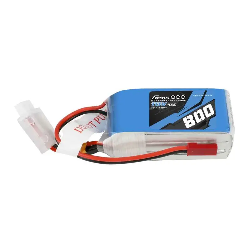 Gens Ace 3S 800Mah 11.1V 45C Soft Case Lipo Battery (Jst) 1