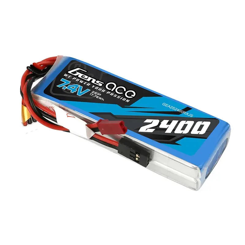 Gens Ace 7.4V 2S 2400Mah Rx Soft Case Lipo Battery (Jst) 1