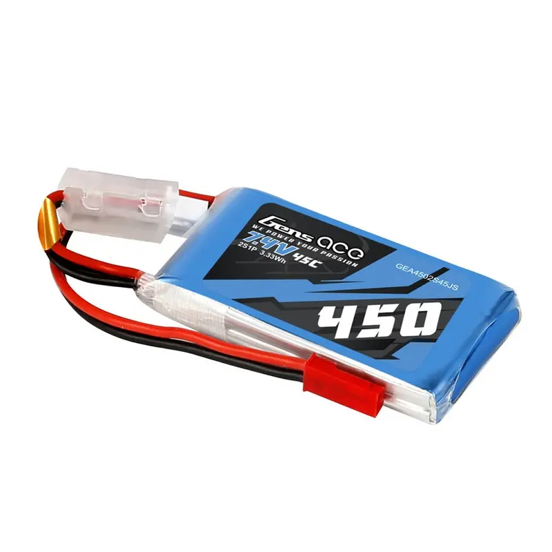 Gens Ace 7.4V 2S 450Mah 45C Soft Case Lipo Battery (Jst) 2