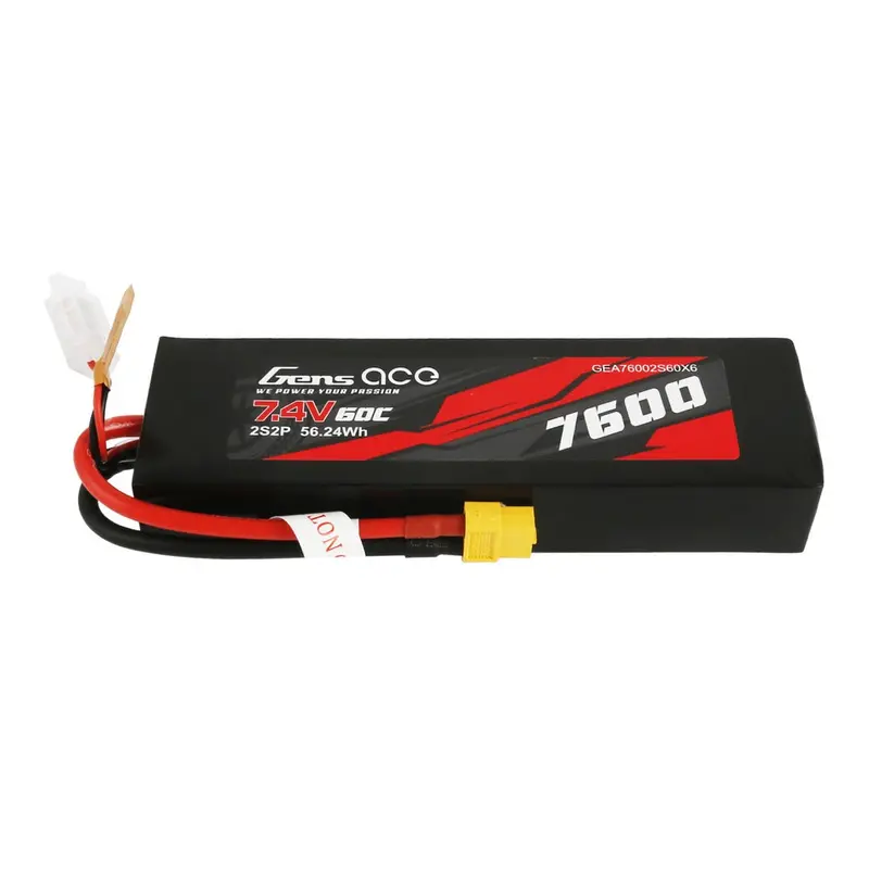 Gens Ace 7.4V 2S 7600Mah 60C Soft Case Lipo Battery (Xt60) 1