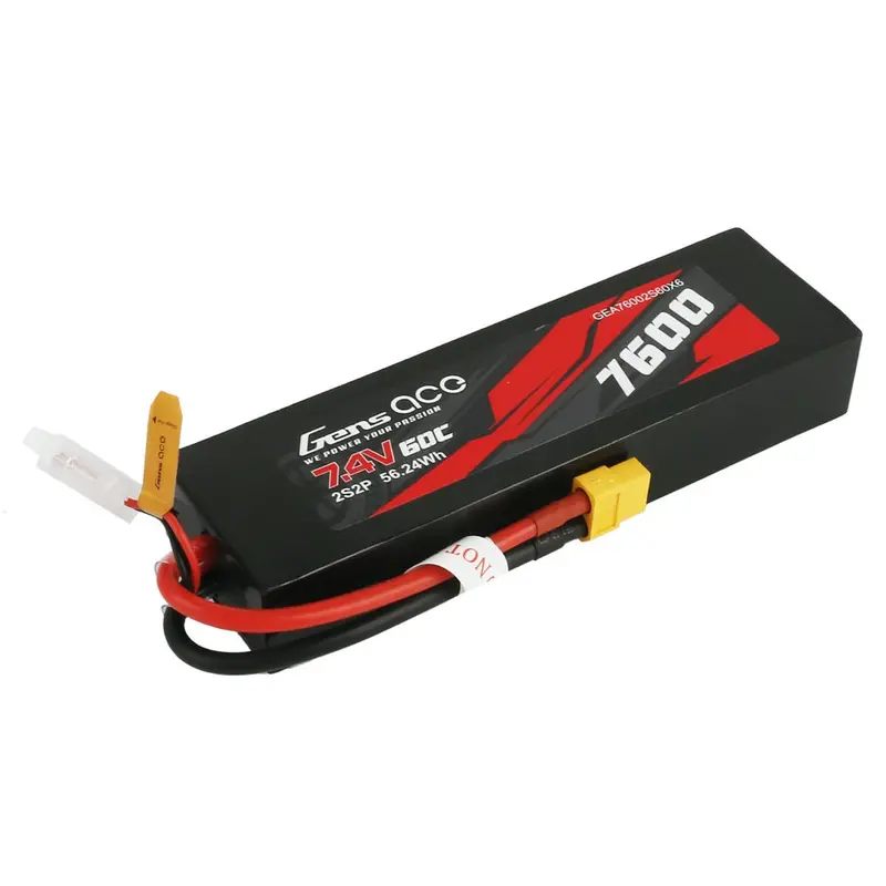 Gens Ace 7.4V 2S 7600Mah 60C Soft Case Lipo Battery (Xt60) 2