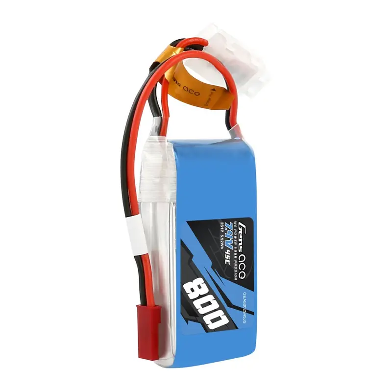 Gens Ace 7.4V 2S 800Mah 45C Soft Case Lipo Battery (Jst) 1