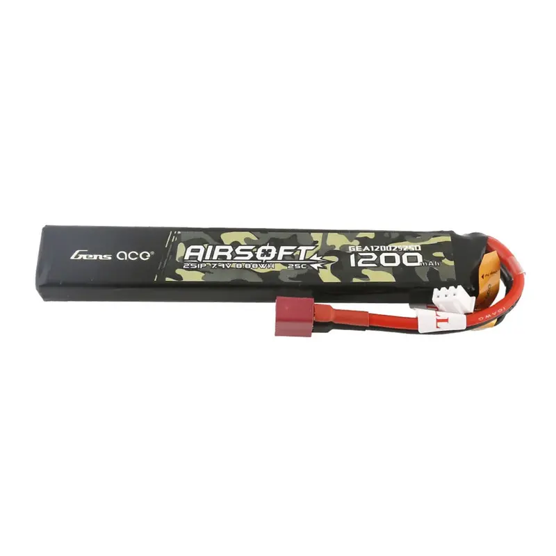 Gens Ace 7.4V 2S Airsoft 1200Mah 25C Soft Case Lipo Battery (Deans) 1