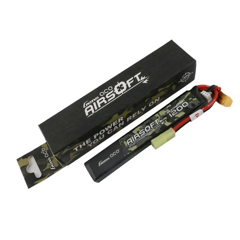 Gens Ace 7.4V 2S Airsoft 1200Mah 25C Soft Case Lipo Battery (Mini Tamiya) 1