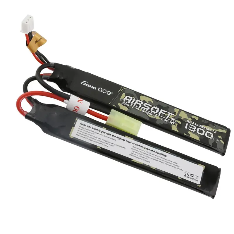 Gens Ace 7.4V 2S Airsoft 1300Mah 25C Soft Case Lipo Battery (Tamiya) 1