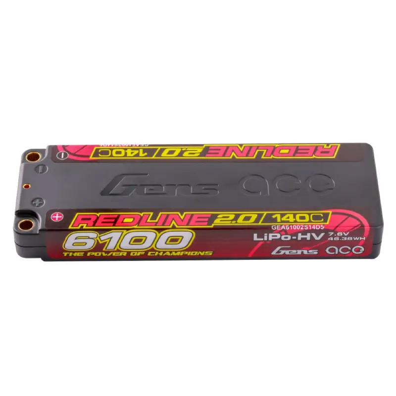 Gens Ace 7.4V 2S Redline 2.0 6100Mah 140C Hardcase Lipo Battery (5.0Mm Bullet) 1