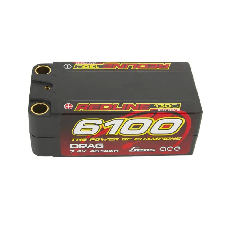 Gens Ace 7.4V 2S Redline 6100Mah 130C Shorty Hardcase Lipo Battery () 1