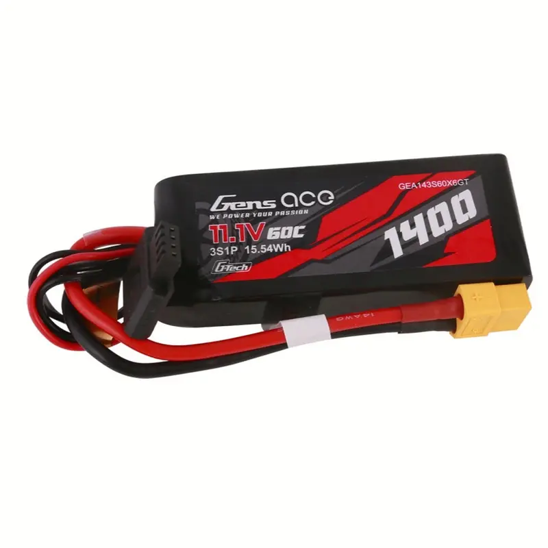 Gens Ace G-Tech 11.1V 3S 1400Mah 60C Soft Pack Lipo Battery (Xt60) 1