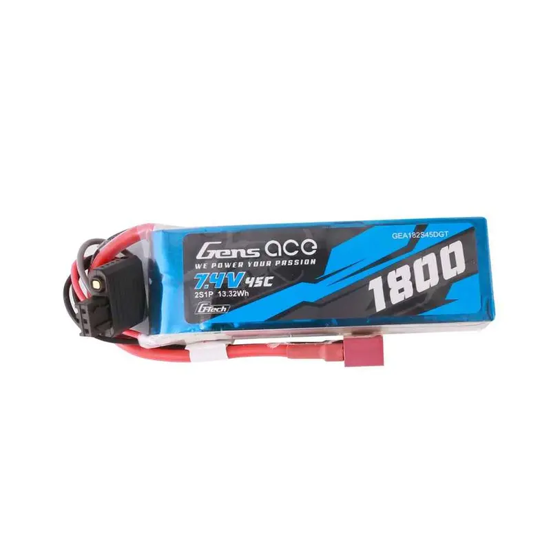 Gens Ace G-Tech 2S 1800Mah 45C 7.4V Soft Pack Lipo Battery (Deans) 1
