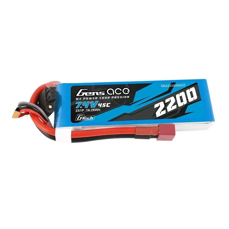 Gens Ace G-Tech 2S 2200Mah 45C 7.4V Soft Pack Lipo Battery (Deans) 1