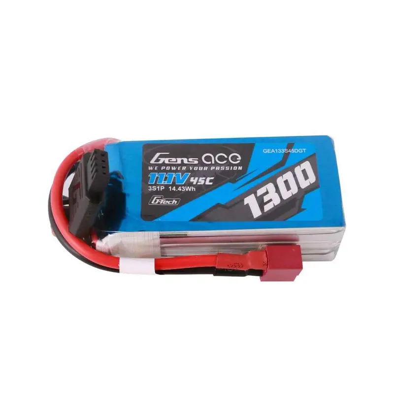 Gens Ace G-Tech 3S 1300Mah 45C 11.1V Soft Pack Lipo Battery (Deans) 1