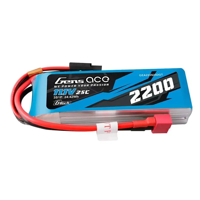 Gens Ace G-Tech 3S 2200Mah 25C 11.1V Soft Pack Lipo Battery (Deans) 1