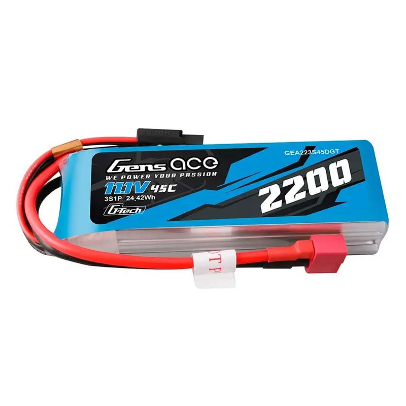 Gens Ace G-Tech 3S 2200Mah 45C 11.1V Soft Pack Lipo Battery (Deans) 1