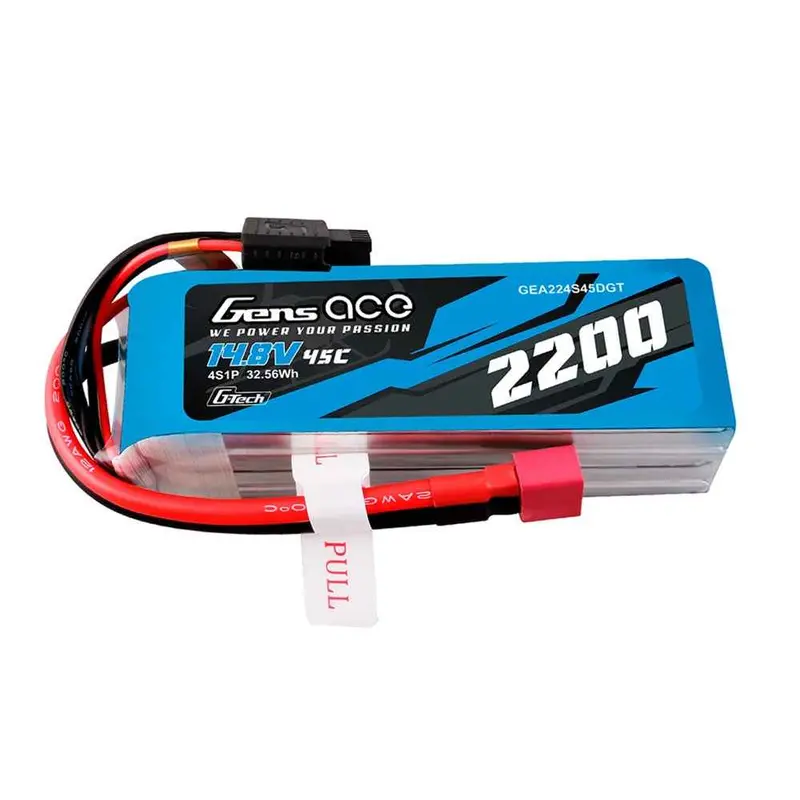 Gens Ace G-Tech 4S 2200Mah 45C 14.8V Soft Pack Lipo Battery (Deans) 1