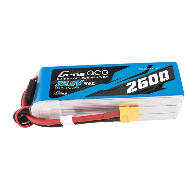 Gens Ace G-Tech 6S 2600Mah 45C 22.2V Soft Pack Lipo Battery (Xt60) 1
