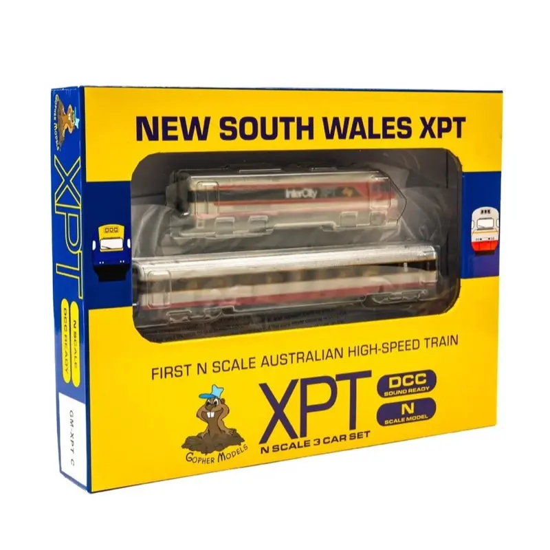 Gopher Models N Scale New South Wales Xpt 3Pc Set State Rail Authority Candy Livery 1