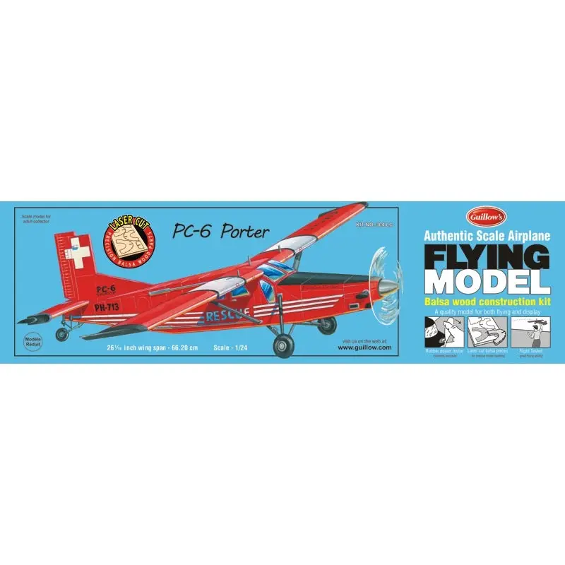 Guillows 304Lc Pc6 Porter - Laser Cut Balsa Plane Kit 1