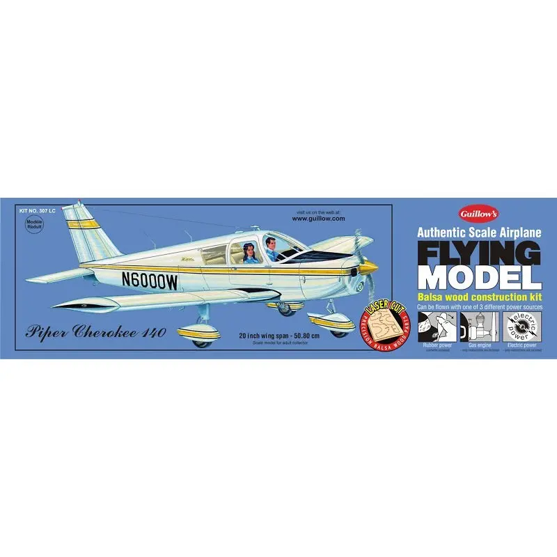 Guillows 307Lc Cherokee - Laser Cut Balsa Plane Kit 1