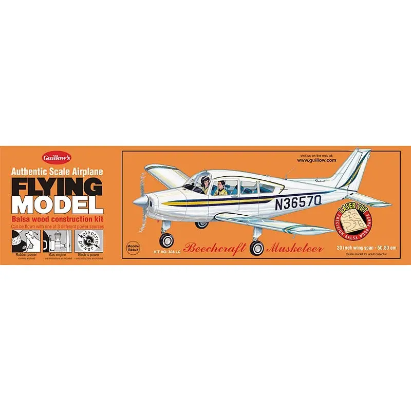 Guillows 308Lc Musketeer - Laser Cut Balsa Plane Kit 1