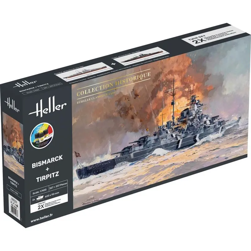 Heller Hll55078 1/400 Bismarck + Tirpitz Twinset Starter Kit 1