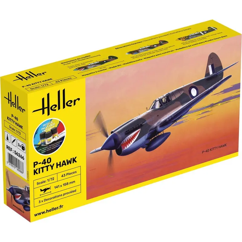 Heller Hll56266 1/72 P-40 Kitty Hawk W/Raaf Decals Starter Kit 1
