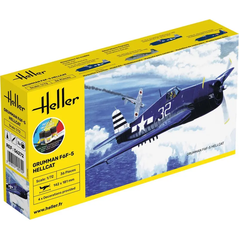 Heller Hll56272 1/72 Grumman F6f-5 Hellcat Starter Kit 1