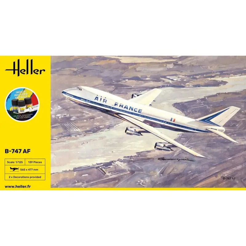 Heller Hll56459 1/125 B747 Air France Starter Kit 1