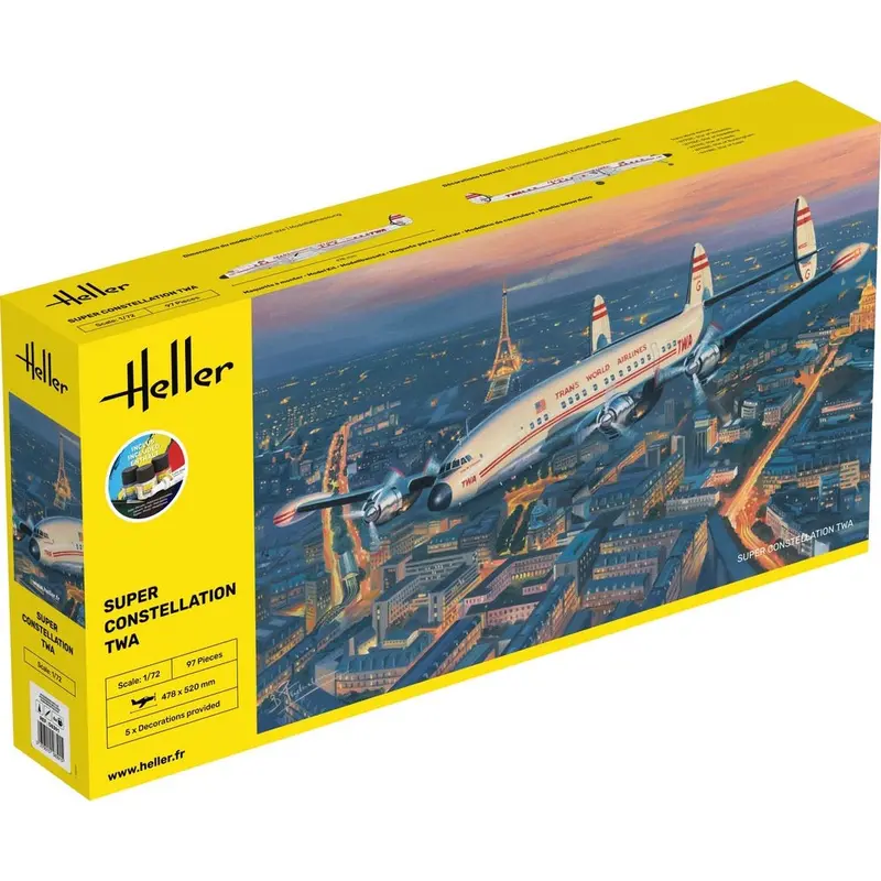 Heller Hll58391 1/72 Super Constellation Twa Starter Kit 1