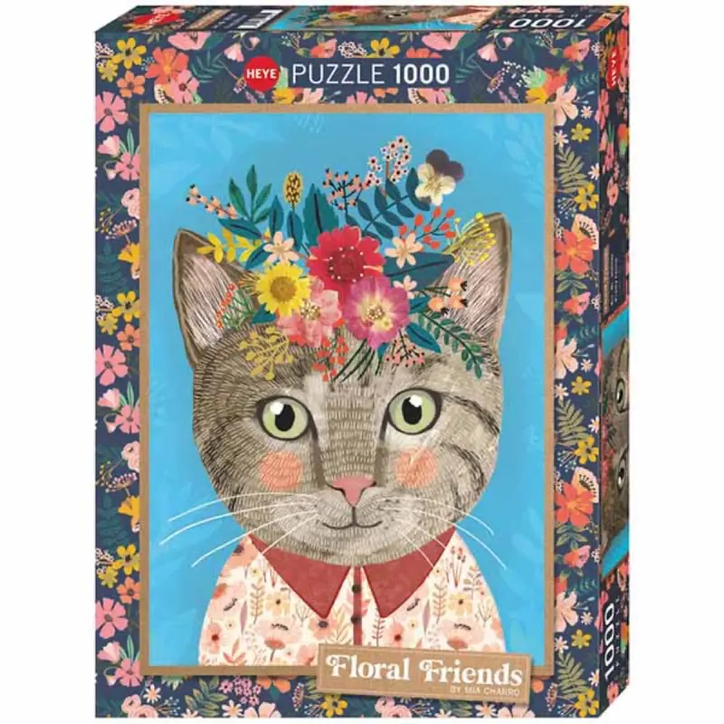 Heye 30000 Floral Friends Pretty Feline 1000Pc Jigsaw Puzzle 1