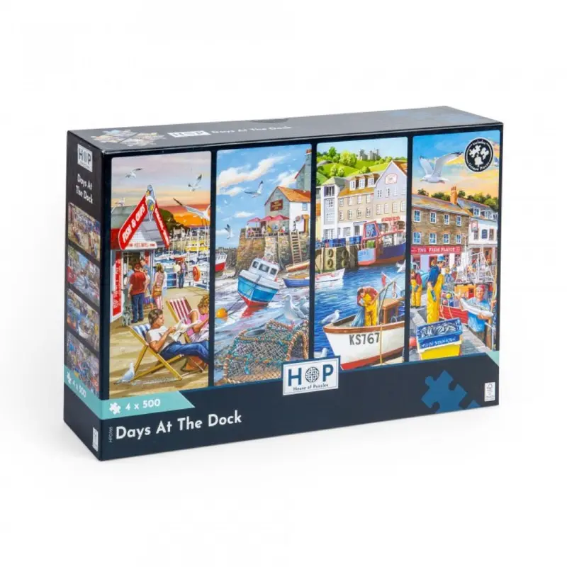House Of Puzzles Days At The Dock 4 X 500Pc Jigsaw Puzzle Multipack 1