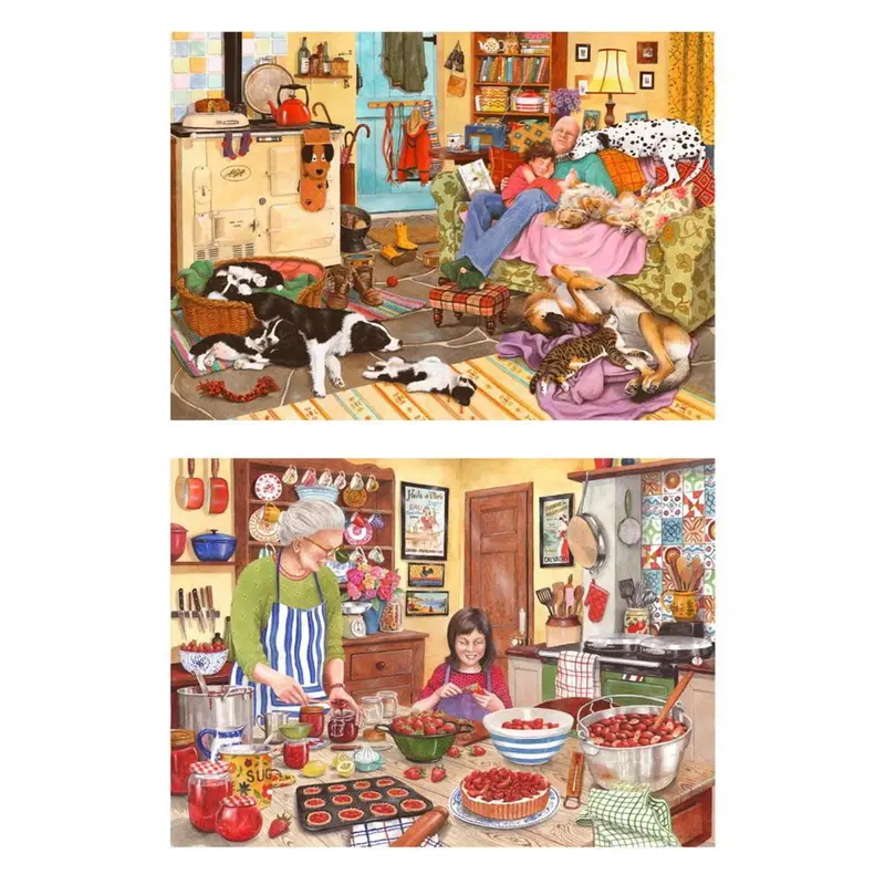 House Of Puzzles Heart Of The Home 2 X 500Pc Jigsaw Puzzle Multipack 1