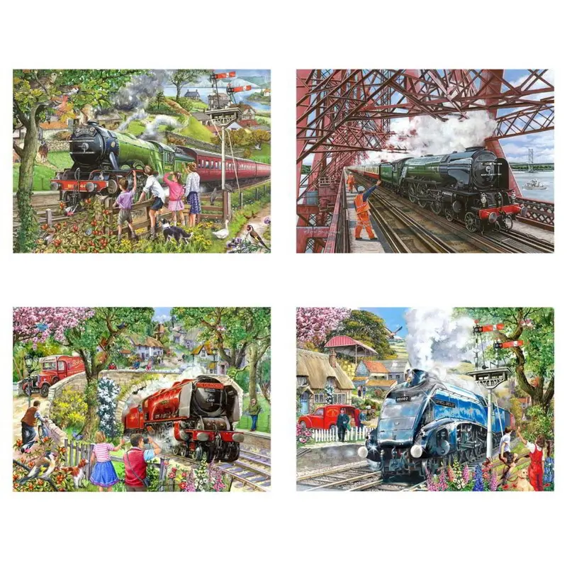 House Of Puzzles Steaming Along 4 X 500Pc Jigsaw Puzzle Multipack 1
