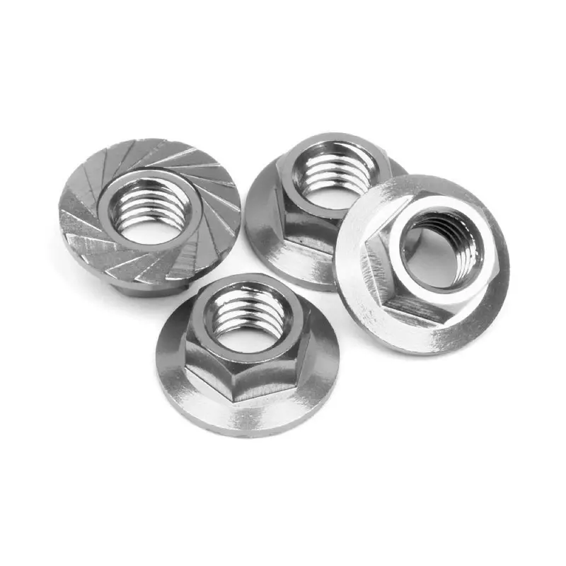 Hpi 87266 Serrated Flange Nut M4 (Silver/4Pc) 1