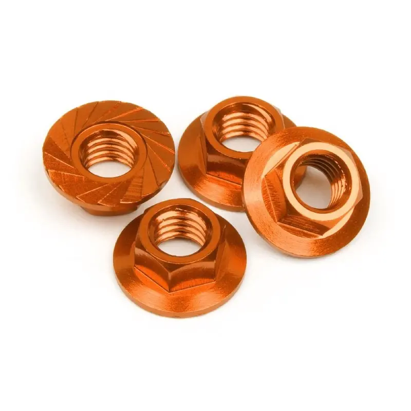 Hpi 87267 Serrated Flange Nut M4 (Orange/4Pcs) 1