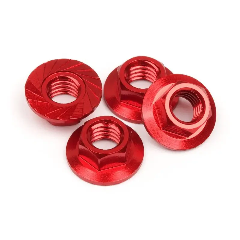 Hpi 87269 Serrated Flange Nut M4 (Red/4Pc) 1